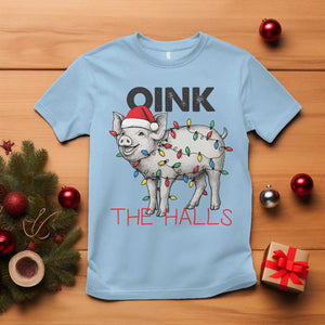 Oink The Halls T Shirt Funny Christmas Pig Lover Gift TS12 Light Blue Print Your Wear
