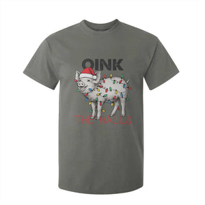 Oink The Halls T Shirt For Kid Funny Christmas Pig Lover Gift TS12 Military Green Print Your Wear