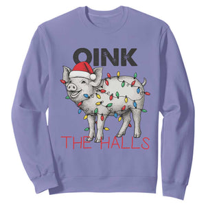 Oink The Halls Sweatshirt Funny Christmas Pig Lover Gift TS12 Violet Print Your Wear