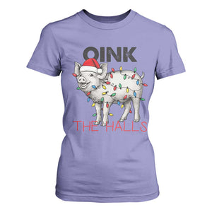 Oink The Halls T Shirt For Women Funny Christmas Pig Lover Gift TS12 Violet Print Your Wear
