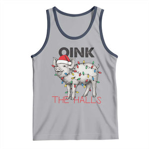 Oink The Halls Tank Top Funny Christmas Pig Lover Gift TS12 Athletic Heather Navy Print Your Wear
