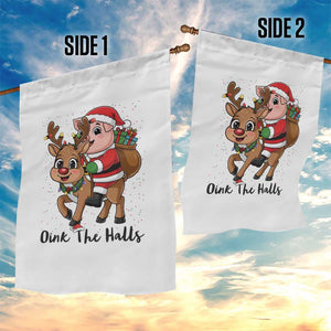 Oink The Halls Garden Flag Pig Christmas Farm Life Gift TS12 Print Your Wear