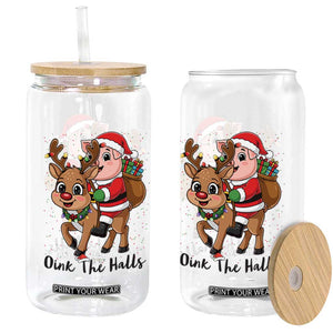 Oink The Halls Glass Can Pig Christmas Farm Life Gift TS12 Print Your Wear