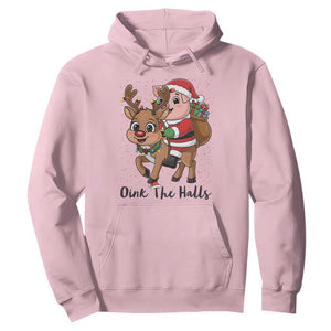 Oink The Halls Hoodie Pig Christmas Farm Life Gift TS12 Light Pink Print Your Wear