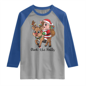 Oink The Halls Raglan Shirt Pig Christmas Farm Life Gift TS12 Sport Gray Royal Print Your Wear