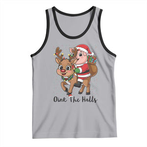 Oink The Halls Tank Top Pig Christmas Farm Life Gift TS12 Athletic Heather Black Print Your Wear