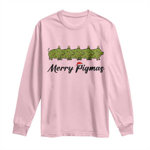 Merry Pigmas Long Sleeve Shirt Holiday Gift For Pig Lovers TS12 Light Pink Print Your Wear