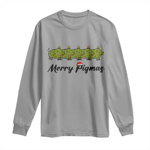 Merry Pigmas Long Sleeve Shirt Holiday Gift For Pig Lovers TS12 Sport Gray Print Your Wear