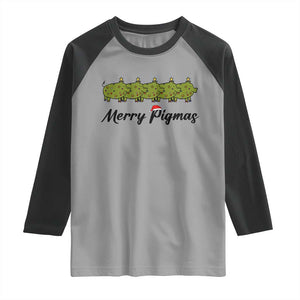 Merry Pigmas Raglan Shirt Holiday Gift For Pig Lovers TS12 Sport Gray Black Print Your Wear