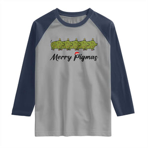 Merry Pigmas Raglan Shirt Holiday Gift For Pig Lovers TS12 Sport Gray Navy Print Your Wear