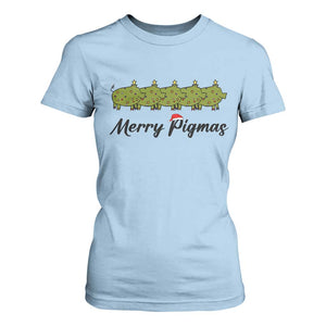 Merry Pigmas T Shirt For Women Holiday Gift For Pig Lovers TS12 Light Blue Print Your Wear