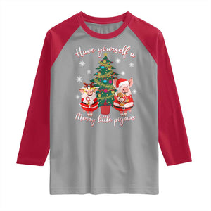 Have Yourself A Merry Little Pigmas Raglan Shirt Christmas Pig Lover Farm Life TS12 Sport Gray Red Print Your Wear