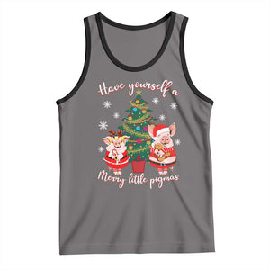 Have Yourself A Merry Little Pigmas Tank Top Christmas Pig Lover Farm Life TS12 Deep Heather Black Print Your Wear