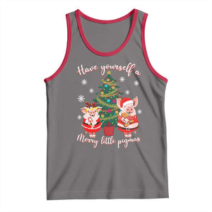 Have Yourself A Merry Little Pigmas Tank Top Christmas Pig Lover Farm Life TS12 Deep Heather Red Print Your Wear