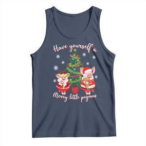 Have Yourself A Merry Little Pigmas Tank Top Christmas Pig Lover Farm Life TS12 Navy Print Your Wear