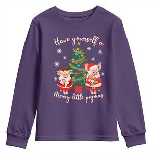 Have Yourself A Merry Little Pigmas Youth Sweatshirt Christmas Pig Lover Farm Life TS12 Purple Print Your Wear