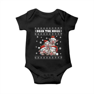 Deck The Hogs Ugly Christmas Sweater Baby Onesie Pig Lover Gift TS12 Black Print Your Wear