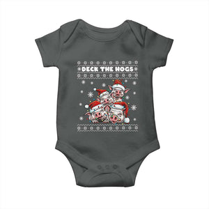 Deck The Hogs Ugly Christmas Sweater Baby Onesie Pig Lover Gift TS12 Dark Heather Print Your Wear