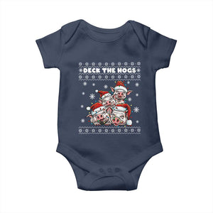 Deck The Hogs Ugly Christmas Sweater Baby Onesie Pig Lover Gift TS12 Navy Print Your Wear