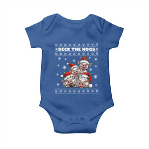 Deck The Hogs Ugly Christmas Sweater Baby Onesie Pig Lover Gift TS12 Royal Blue Print Your Wear