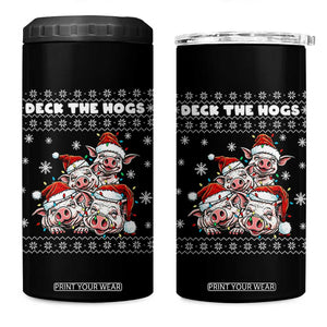 Deck The Hogs Ugly Christmas Sweater 4 in 1 Can Cooler Tumbler Pig Lover Gift TS12 One Size: 16 oz Black Print Your Wear