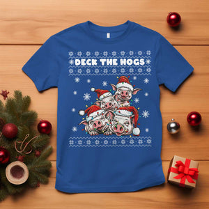 Deck The Hogs Ugly Christmas Sweater T Shirt Pig Lover Gift TS12 Royal Blue Print Your Wear