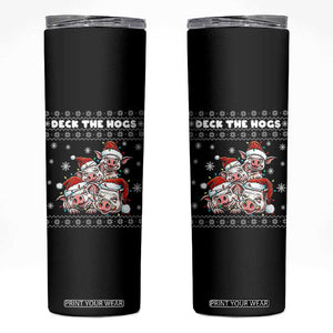 Deck The Hogs Ugly Christmas Sweater Skinny Tumbler Pig Lover Gift TS12 Black Print Your Wear