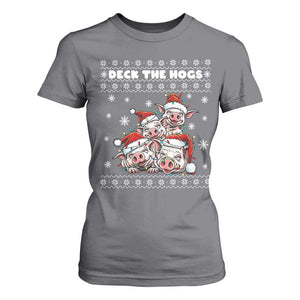Deck The Hogs Ugly Christmas Sweater T Shirt For Women Pig Lover Gift TS12 Charcoal Print Your Wear
