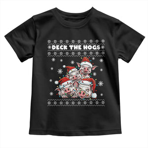 Deck The Hogs Ugly Christmas Sweater Toddler T Shirt Pig Lover Gift TS12 Black Print Your Wear