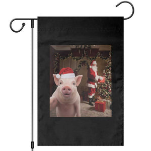 Funny Christmas Pig Selfie With Santa Gift Garden Flag TS12 Black Print Your Wear