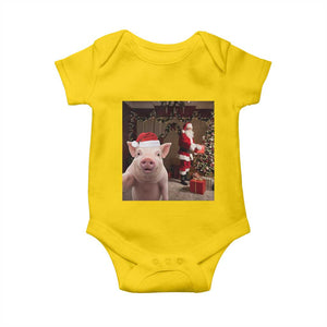 Funny Christmas Pig Selfie With Santa Gift Baby Onesie TS12 Daisy Print Your Wear