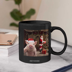 Funny Christmas Pig Selfie With Santa Gift Coffee Mug TS12 Print Your Wear