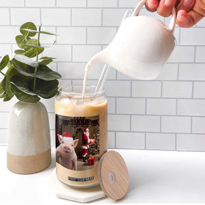 Funny Christmas Pig Selfie With Santa Gift Glass Can TS12 Print Your Wear