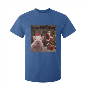 Funny Christmas Pig Selfie With Santa Gift T Shirt For Kid TS12 Royal Blue Print Your Wear