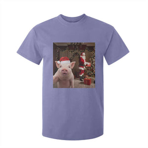 Funny Christmas Pig Selfie With Santa Gift T Shirt For Kid TS12 Violet Print Your Wear