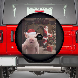 Funny Christmas Pig Selfie With Santa Gift Spare Tire Cover TS12 Black Print Your Wear