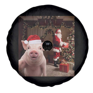 Funny Christmas Pig Selfie With Santa Gift Spare Tire Cover TS12 Print Your Wear