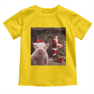 Funny Christmas Pig Selfie With Santa Gift Toddler T Shirt TS12 Daisy Print Your Wear