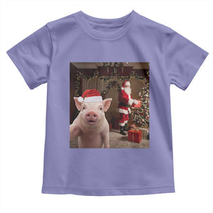 Funny Christmas Pig Selfie With Santa Gift Toddler T Shirt TS12 Violet Print Your Wear