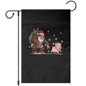 Christmas Cryptid Farm Life Gift Garden Flag Funny Bigfoot Chasing Pig TS12 Black Print Your Wear