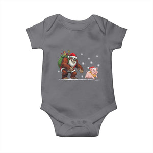 Christmas Cryptid Farm Life Gift Baby Onesie Funny Bigfoot Chasing Pig TS12 Charcoal Print Your Wear