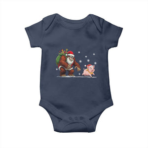 Christmas Cryptid Farm Life Gift Baby Onesie Funny Bigfoot Chasing Pig TS12 Navy Print Your Wear