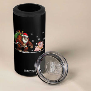 Christmas Cryptid Farm Life Gift 4 in 1 Can Cooler Tumbler Funny Bigfoot Chasing Pig TS12 Print Your Wear