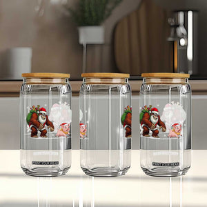 Christmas Cryptid Farm Life Gift Glass Can Funny Bigfoot Chasing Pig TS12 Print Your Wear