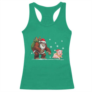 Christmas Cryptid Farm Life Gift Racerback Tank Top Funny Bigfoot Chasing Pig TS12 Irish Green Print Your Wear