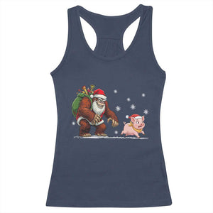 Christmas Cryptid Farm Life Gift Racerback Tank Top Funny Bigfoot Chasing Pig TS12 Navy Print Your Wear