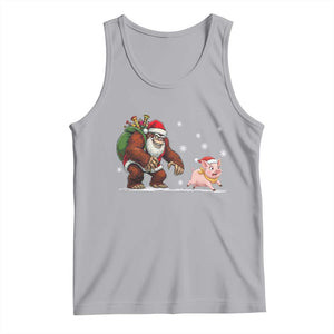 Christmas Cryptid Farm Life Gift Tank Top Funny Bigfoot Chasing Pig TS12 Athletic Heather Print Your Wear