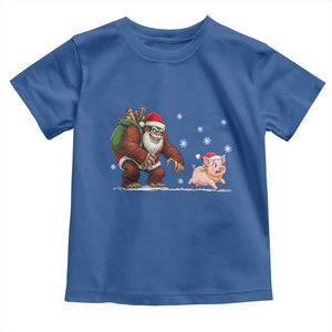 Christmas Cryptid Farm Life Gift Toddler T Shirt Funny Bigfoot Chasing Pig TS12 Royal Blue Print Your Wear