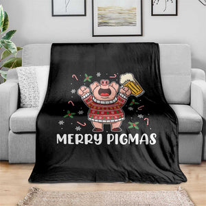 Christmas Pig Drinking Beer Throw Blanket Funny Merry Pigmas Gift TS12 Print Your Wear