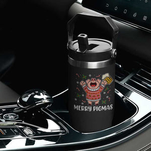 Christmas Pig Drinking Beer Flip Straw Tumbler Funny Merry Pigmas Gift TS12 Print Your Wear
